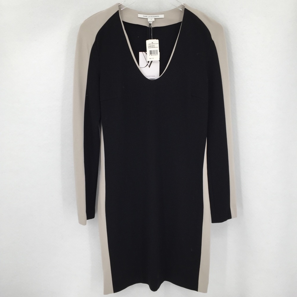 DVF Diane von Furstenberg Elektra Black Moonlight gray jersey dress new 10
